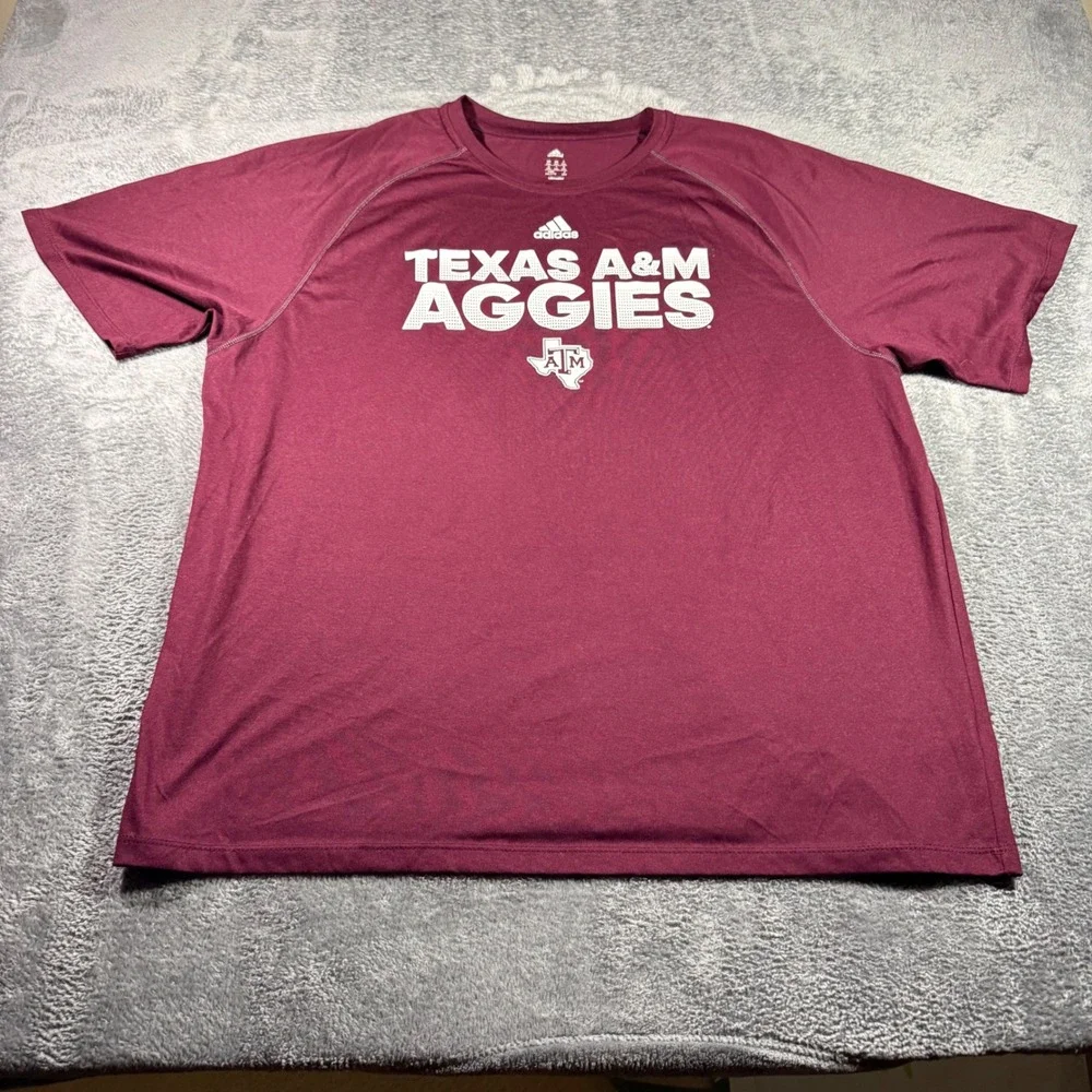 Adidas Mens Texas A&M Aggies Climalite Maroon Graphic T-Shirt 2XL 2996A 16